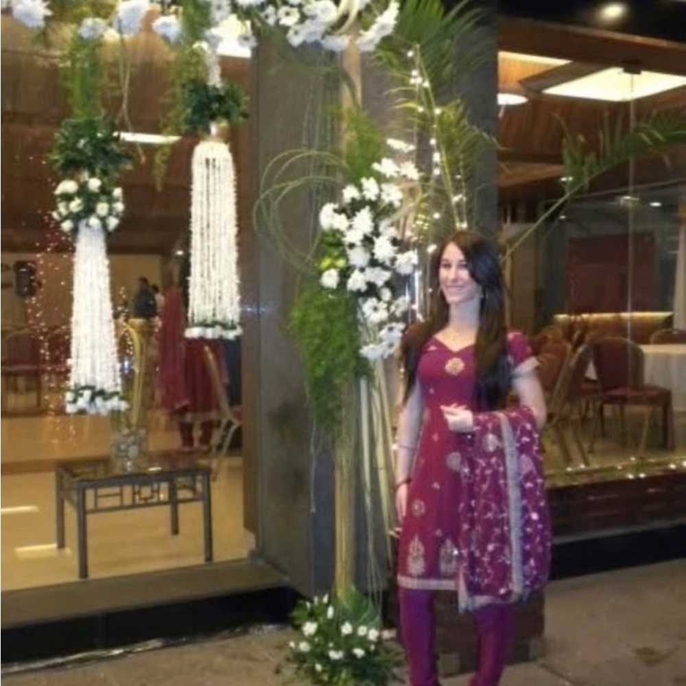 Purple kurta with scarf